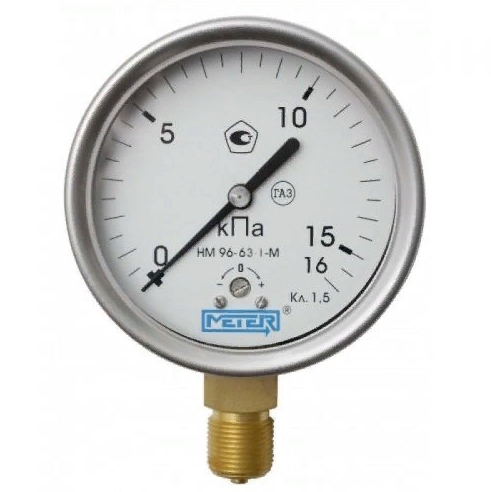 Манометр низких давлений (напоромер) стандартный промышленный (НД 63 мм) METER НМ-96-063-1 Уровнемеры
