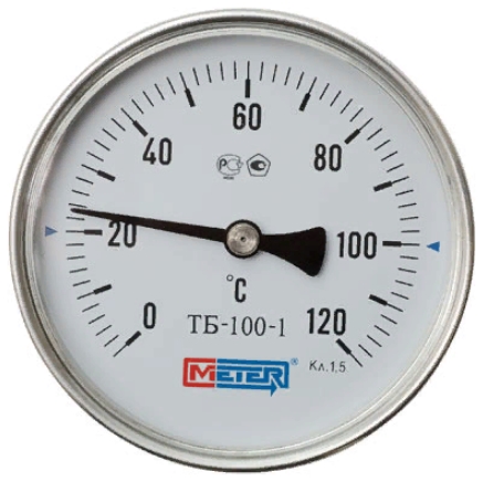 Термометр биметаллический общетехнический осевого исполнения (НД 63 мм) METER ТБ-063-1 Термометры