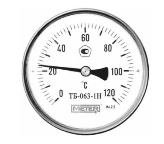 Термометр биметаллический общетехнический накладного исполнения (НД 63 мм) METER ТБ-063-1Н Термометры