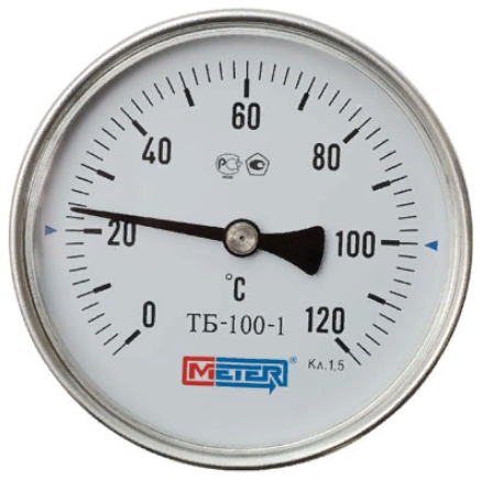 Термометр биметаллический общетехнический осевого исполнения (НД 100 мм) METER ТБ-100-1 Термометры